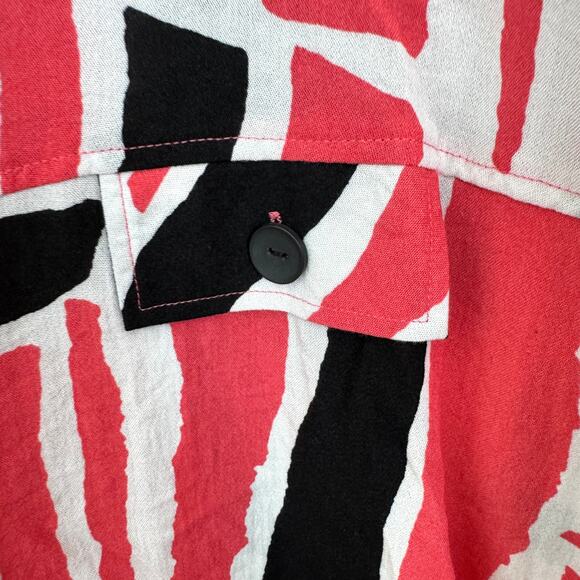 Ali Miles Womens Blouse Shirt Size 2X Artsy Abstract Flowy Office Black - Picture 4 of 7